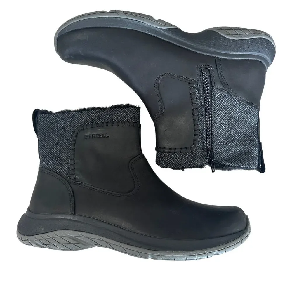 Merrell Women’s Black Encore Ice 5 Faux Fur Trim Winter Chelsea Bootie, Size 8.5